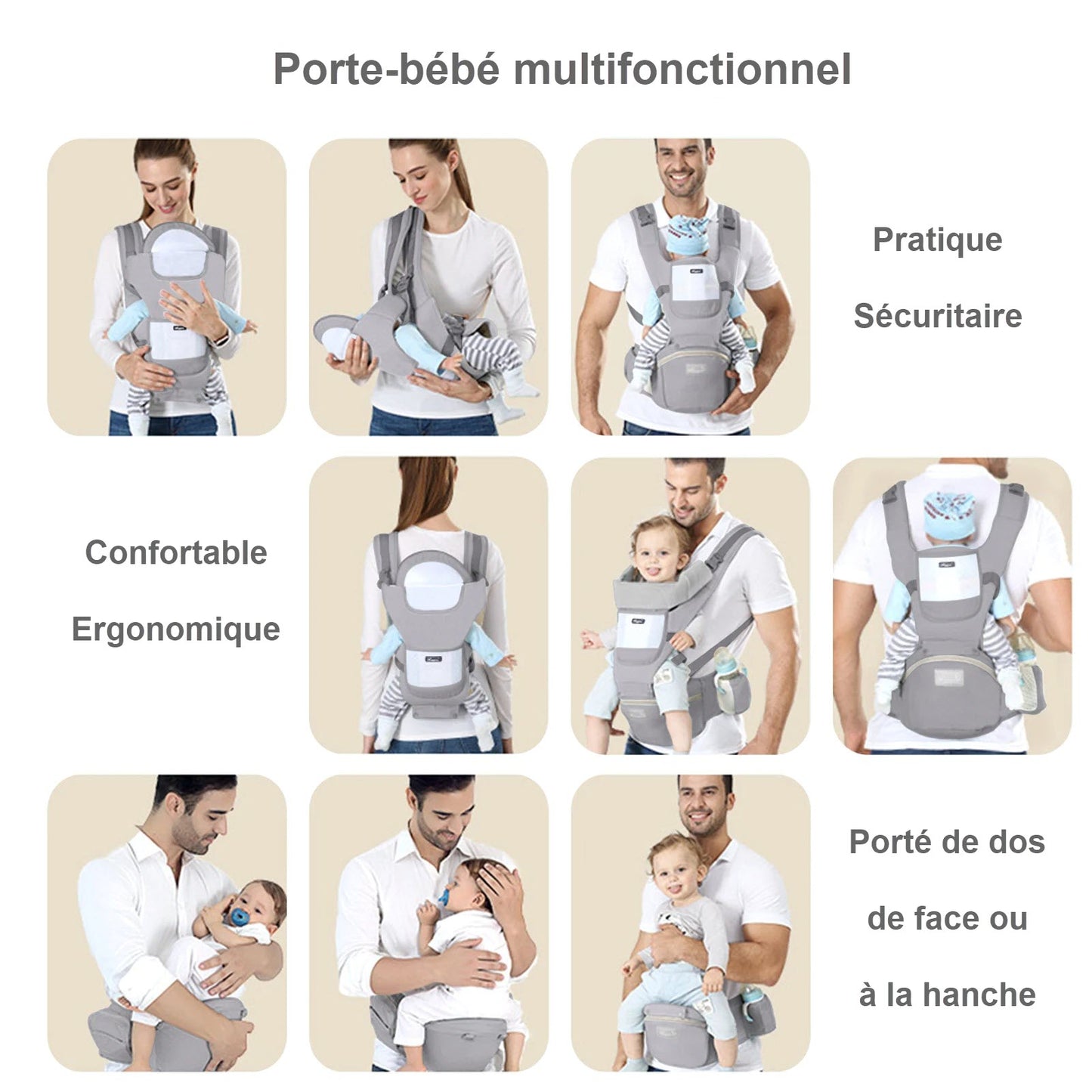 Porte bébé ergonomique multfonction