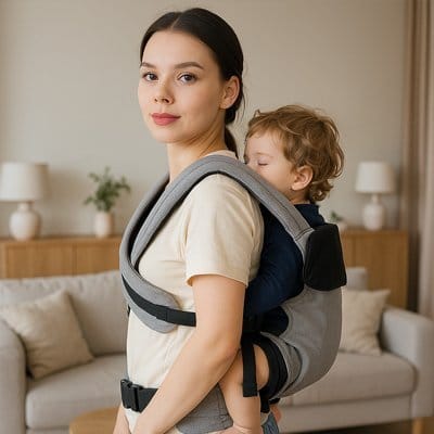 Porte bébé physiologique porté dans le dos
