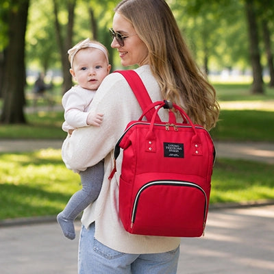 Sac à dos à langer rouge et bebe